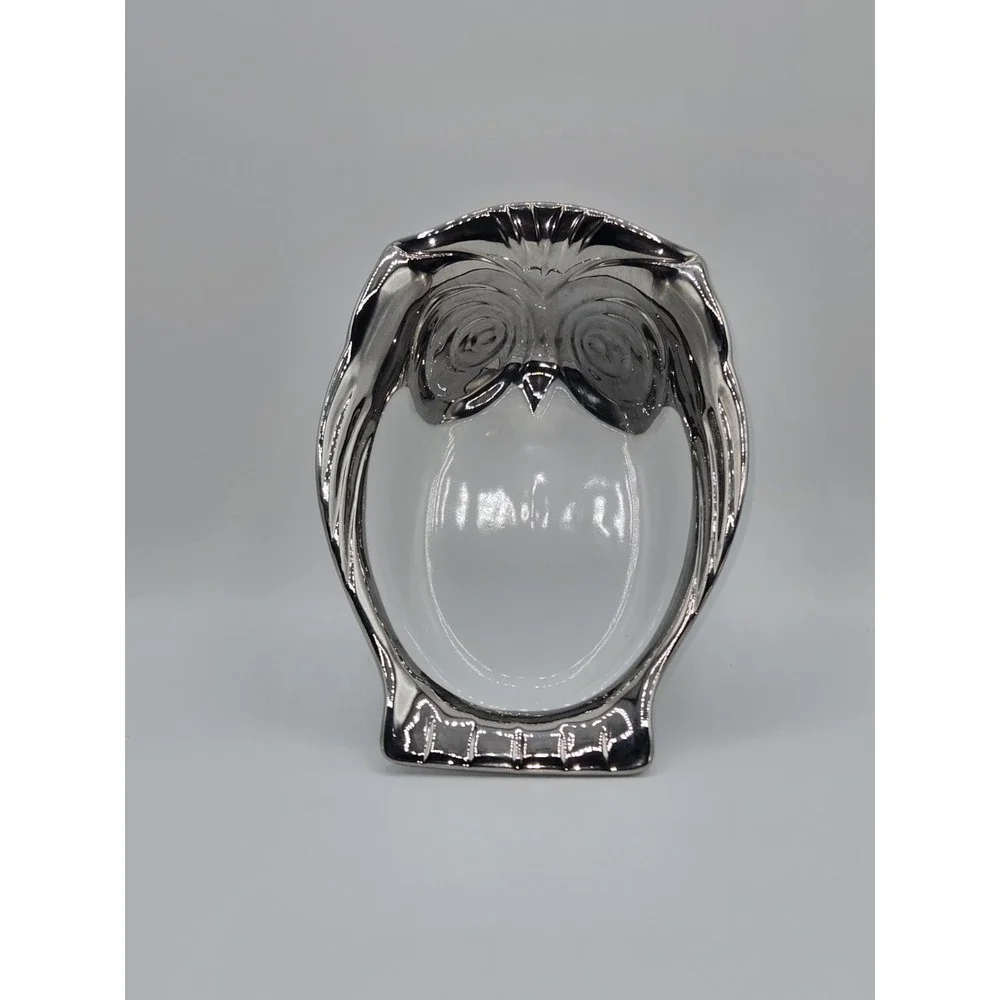 Studio TU Porcelain Plus Sterling Silver Trim Owl Shaped Porcelain Serving Bowl